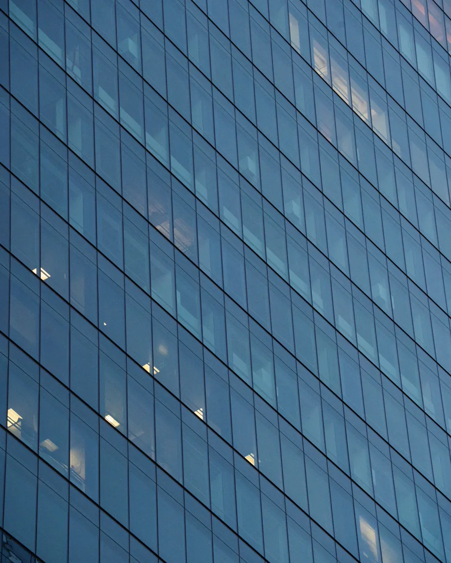 Glass office tower facade